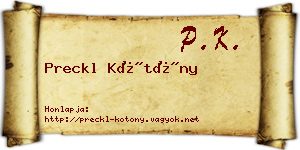 Preckl Kötöny névjegykártya